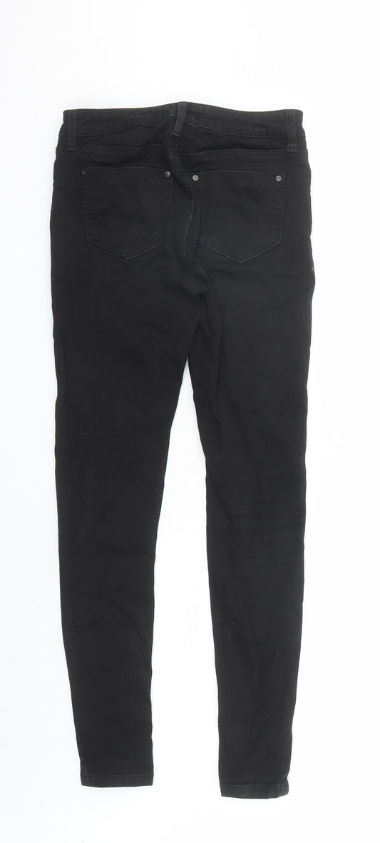 Warehouse Womens Black Cotton Skinny Jeans Size 6 L27 in Regular Zip