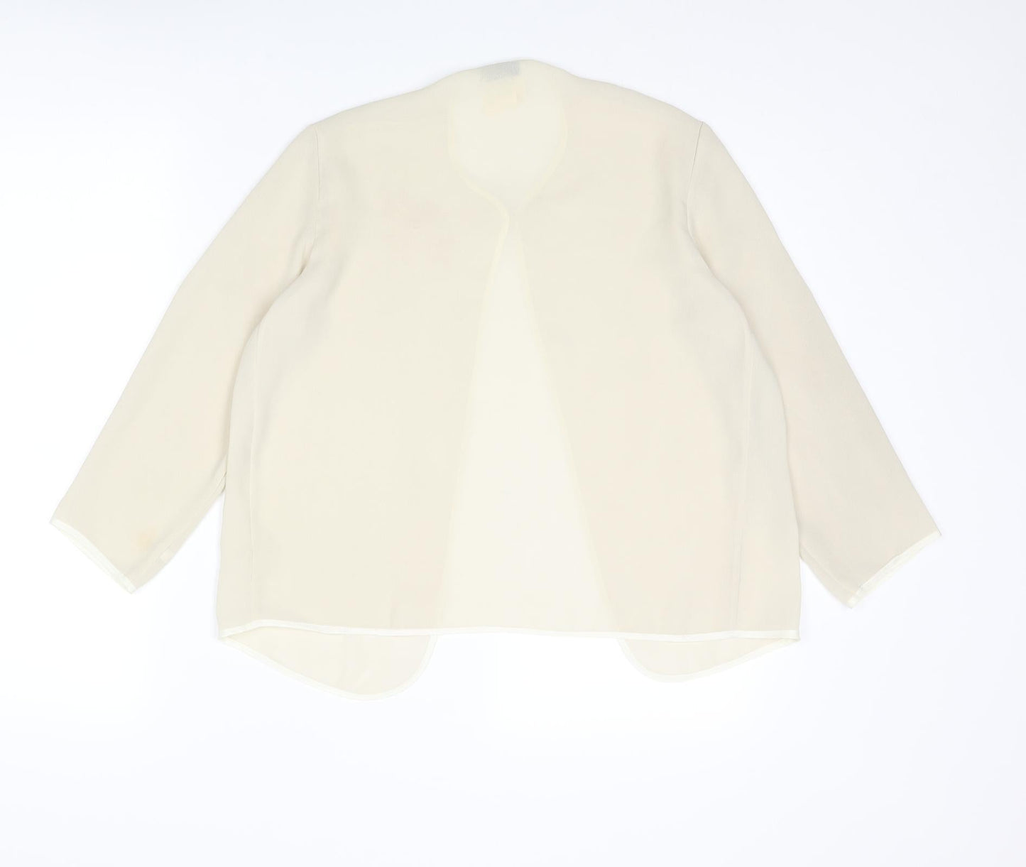 Bellino Womens Beige Polyester Basic Blouse Size 10 Round Neck - Embroidered Flower
