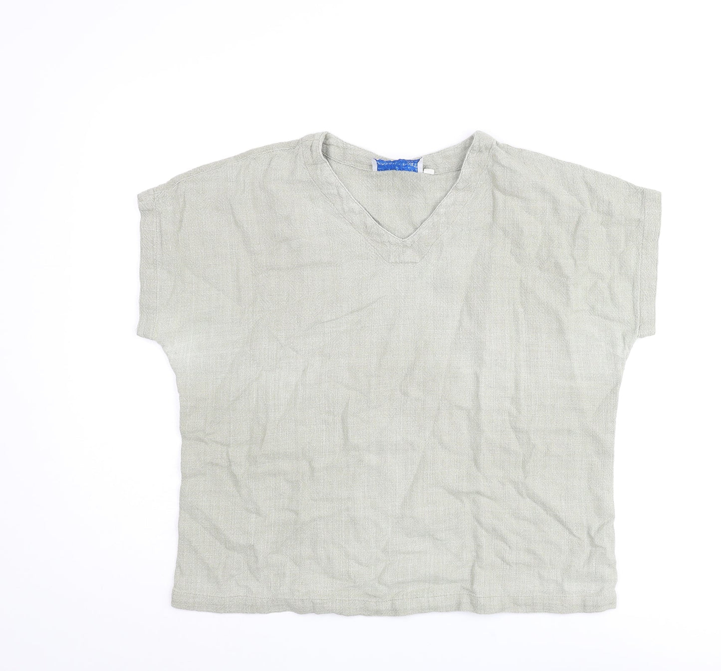Snagam Imports Womens Green Cotton Basic Blouse Size M V-Neck