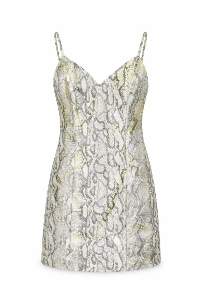 Topshop Womens Gold Animal Print Polyester Mini Size 10 Sweetheart Zip - Snake Print