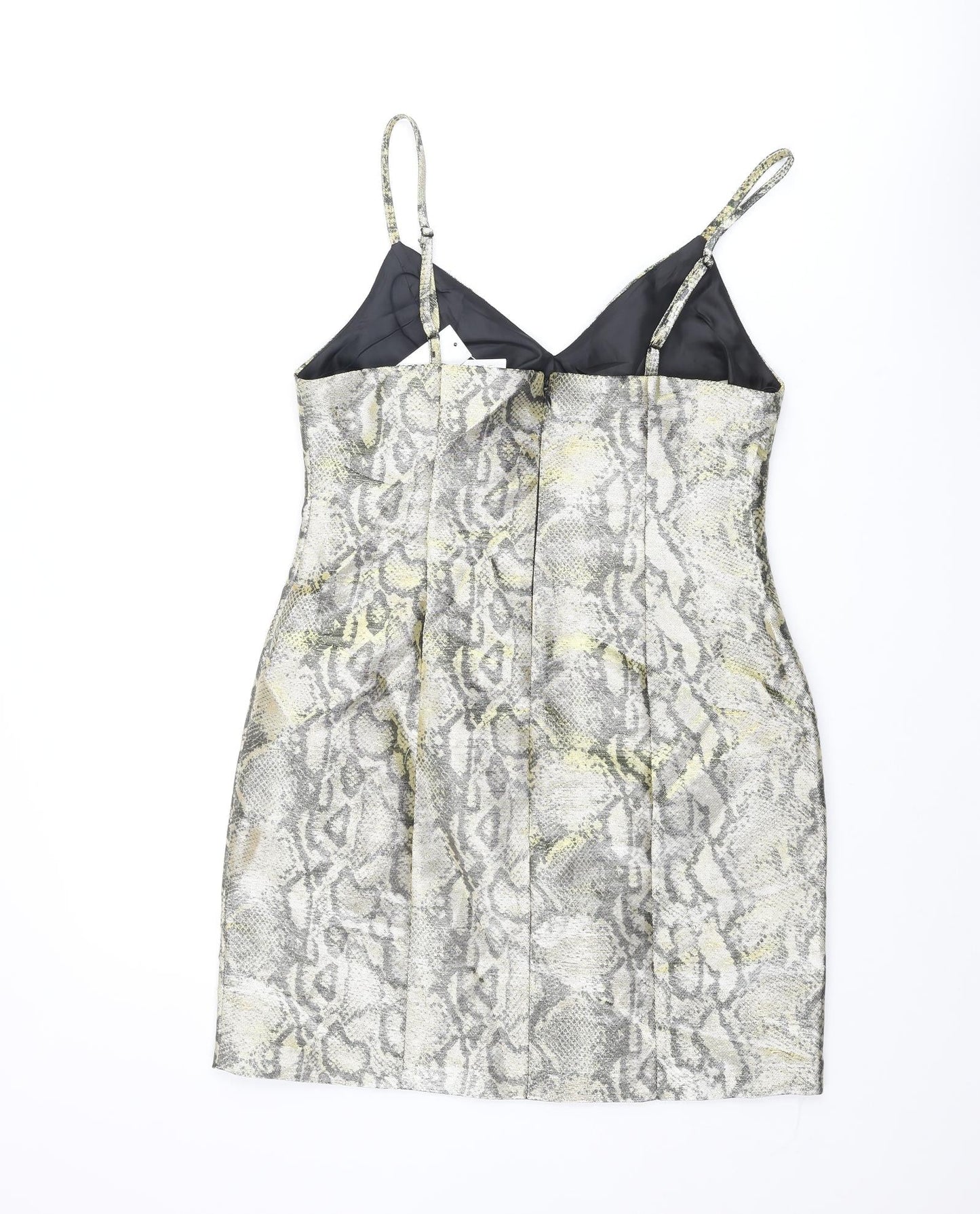 Topshop Womens Gold Animal Print Polyester Mini Size 10 Sweetheart Zip - Snake Print