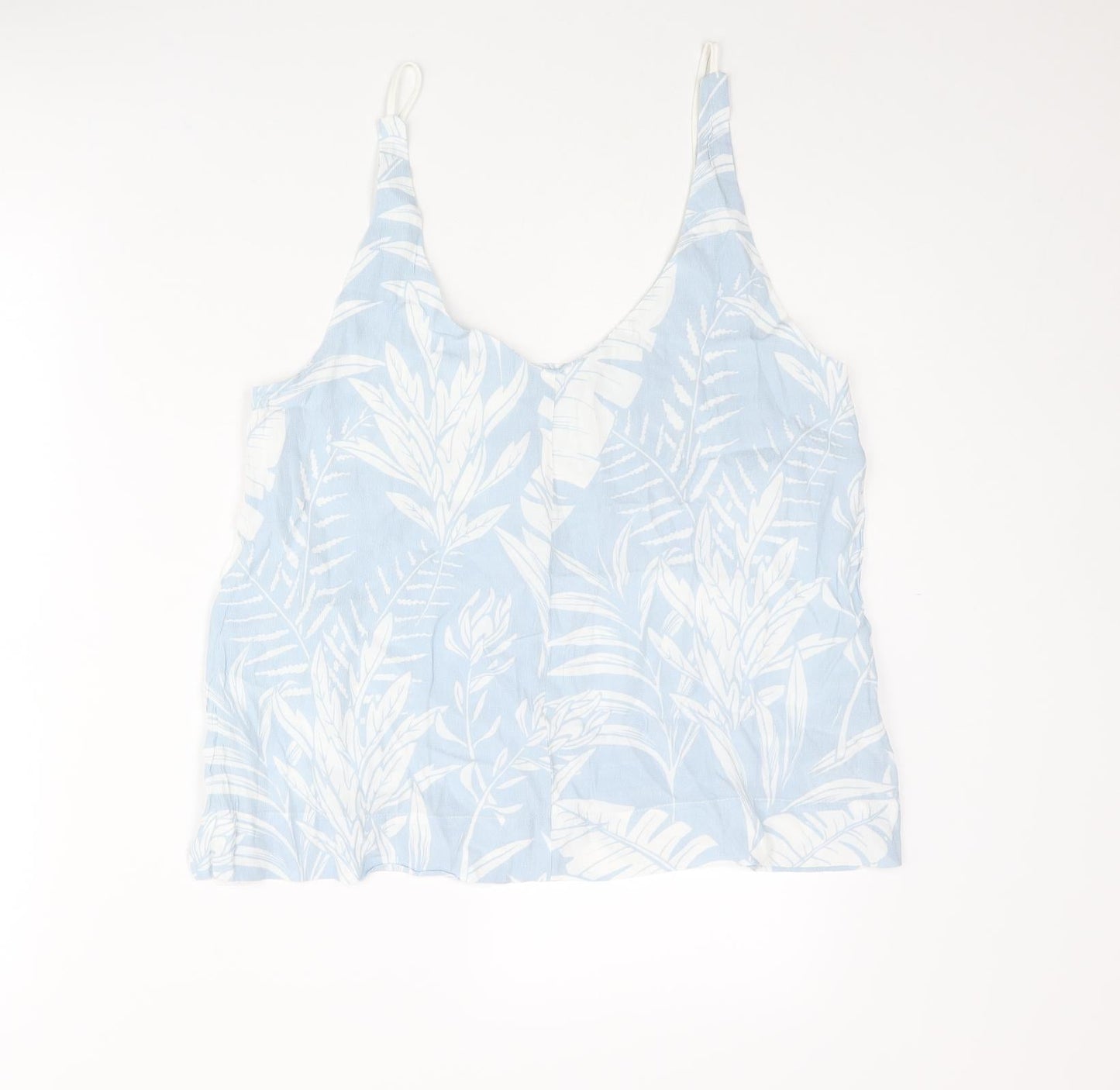Topshop Womens Blue Geometric Viscose Camisole Tank Size 14 Scoop Neck - Leaf Print
