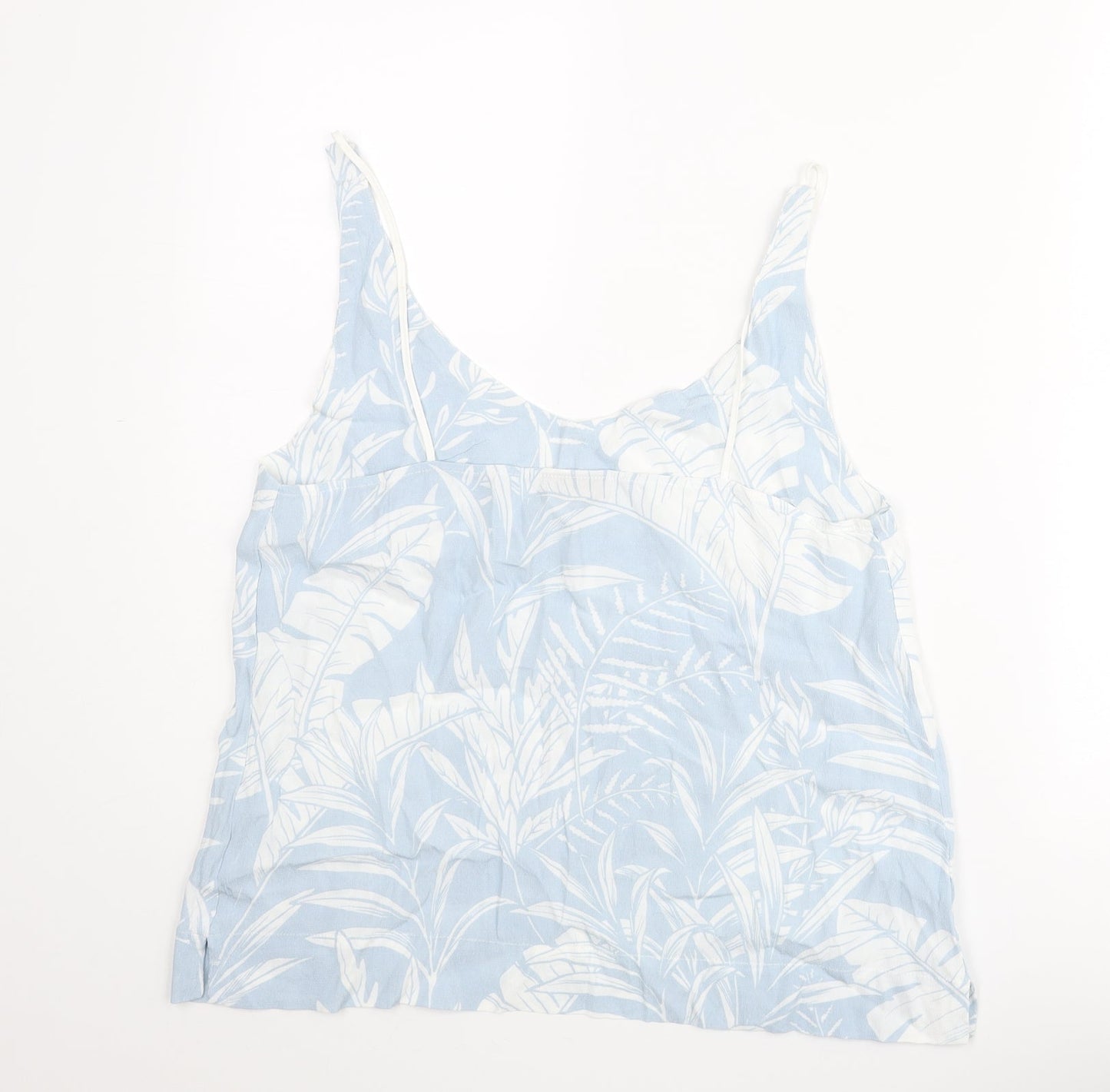 Topshop Womens Blue Geometric Viscose Camisole Tank Size 14 Scoop Neck - Leaf Print