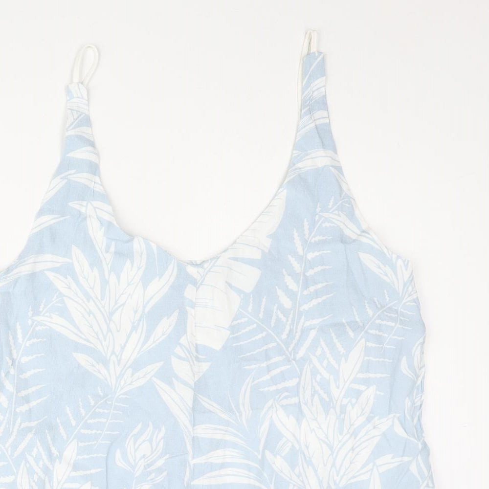 Topshop Womens Blue Geometric Viscose Camisole Tank Size 14 Scoop Neck - Leaf Print