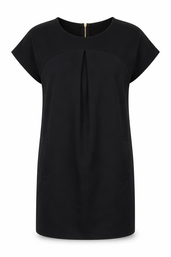 Warehouse Womens Black Polyester Shift Size 10 Round Neck Zip