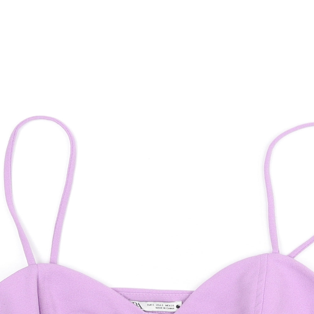 Zara Womens Purple Polyester Cropped Tank Size S Sweetheart - Bralette