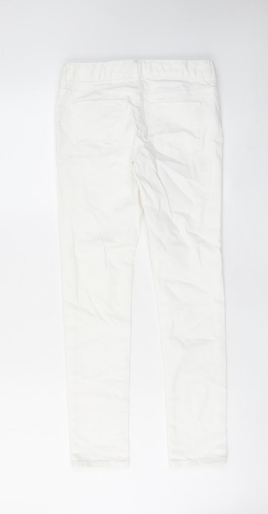 Gap Girls White Cotton Skinny Jeans Size 10 Years L25 in Regular Zip - Pockets, Belt Loops