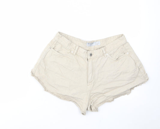 Denim & Supply Womens Beige Cotton Hot Pants Shorts Size 12 L3 in Regular Zip - Pockets, Belt Loops
