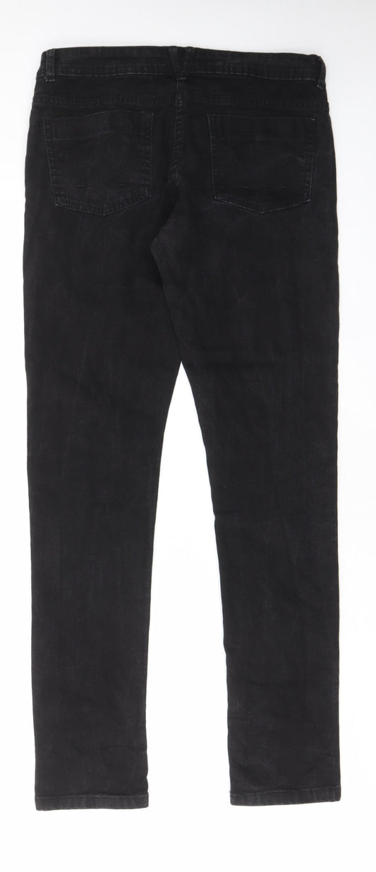 Denim & Co. Womens Black Cotton Skinny Jeans Size 12 L30 in Regular Zip - Pockets, Belt Loops