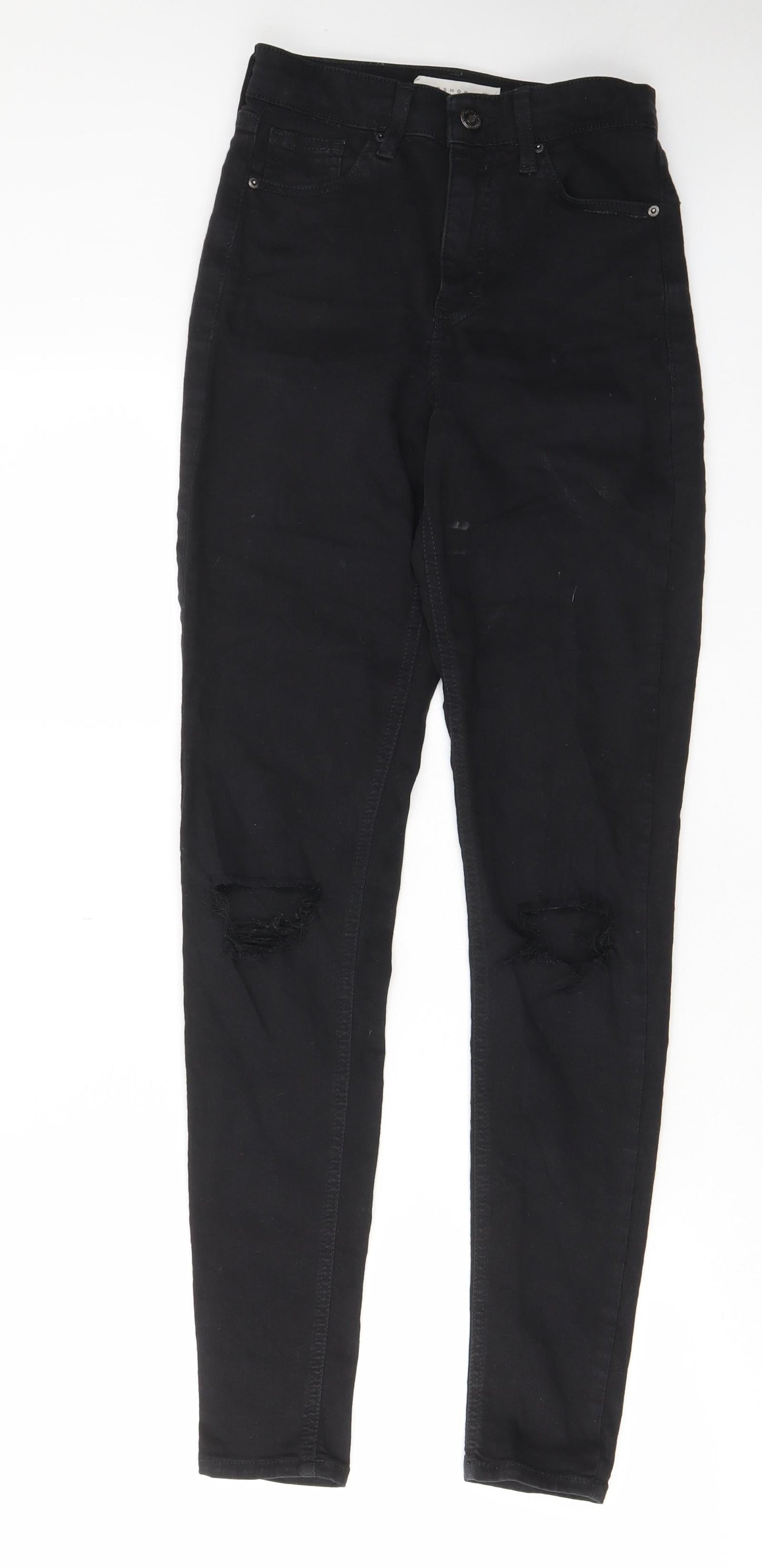 Topshop Womens Black Cotton Skinny Jeans Size 26 in L34 in Regular Zip - Pockets, Belt Loops