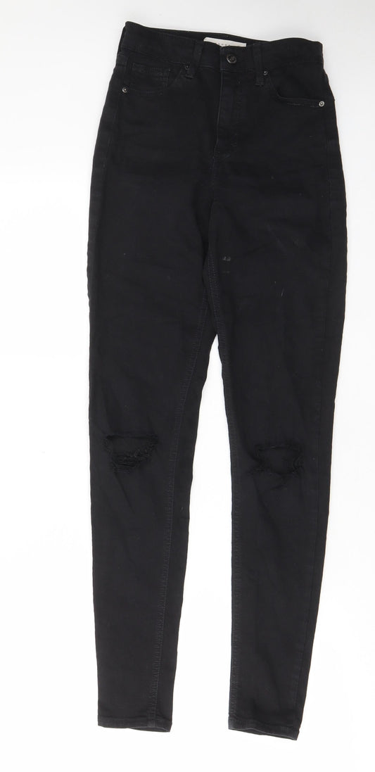 Topshop Womens Black Cotton Skinny Jeans Size 26 in L34 in Regular Zip - Pockets, Belt Loops