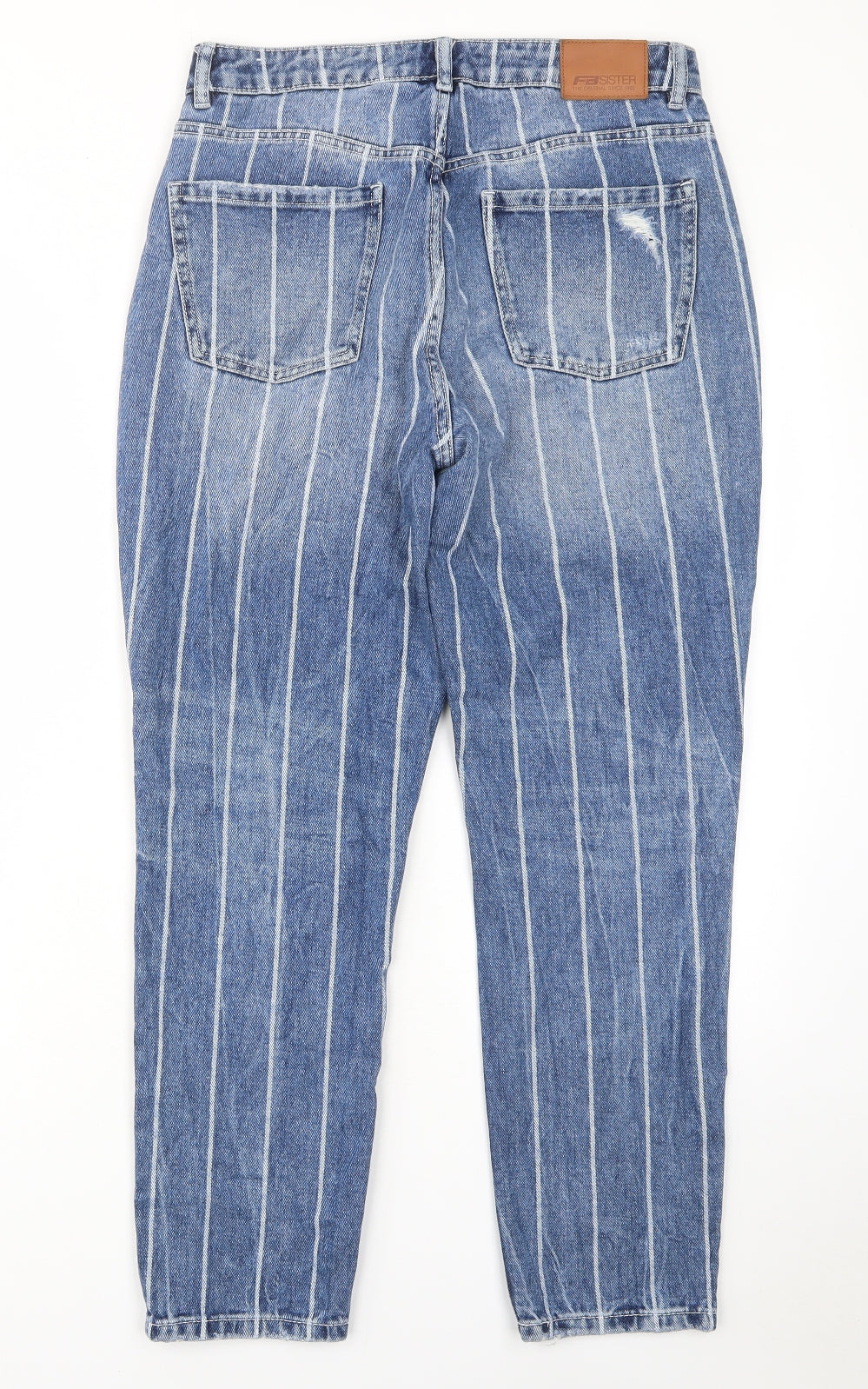 FB Sister Womens Blue Striped Cotton Mom Jeans Size 28 in L26 in Regular Zip - Pockets, Belt Loops