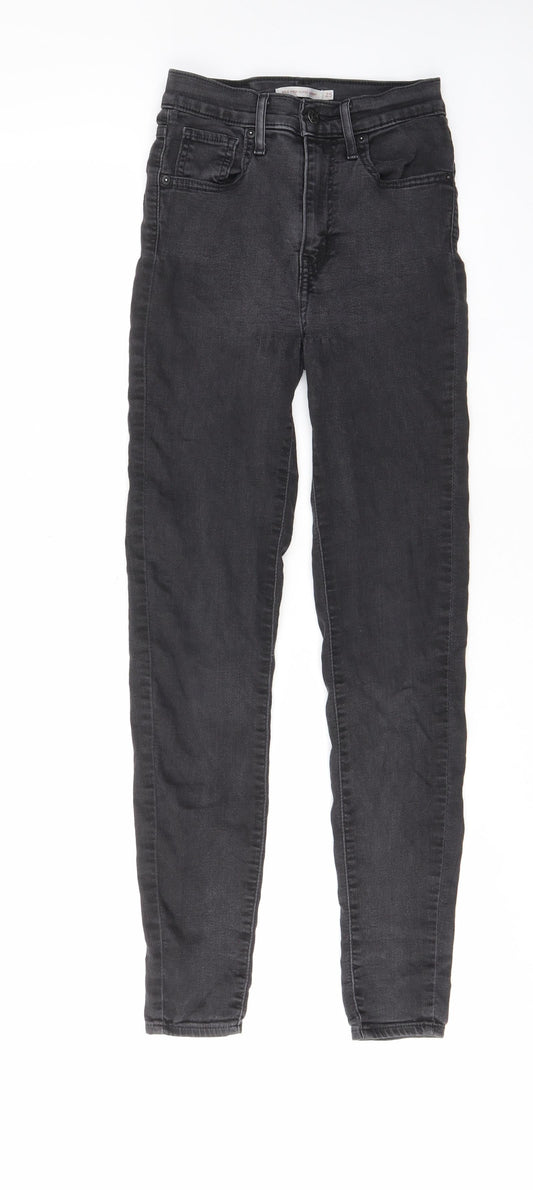 Levi's Womens Grey Cotton Skinny Jeans Size 25 in L29 in Regular Zip - Pockets, Belt Loops, Logo