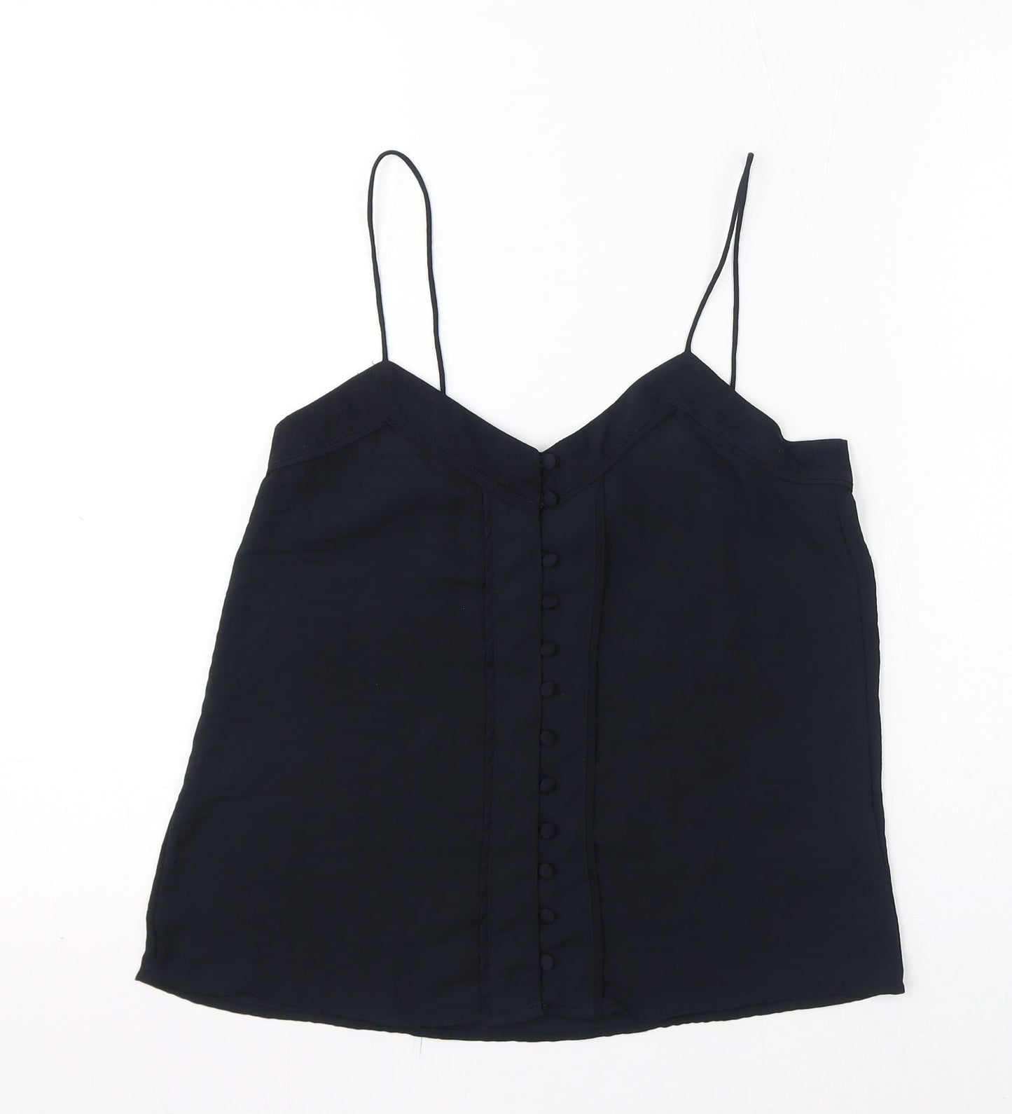 H&M Womens Black Polyester Camisole T-Shirt Size 4 V-Neck