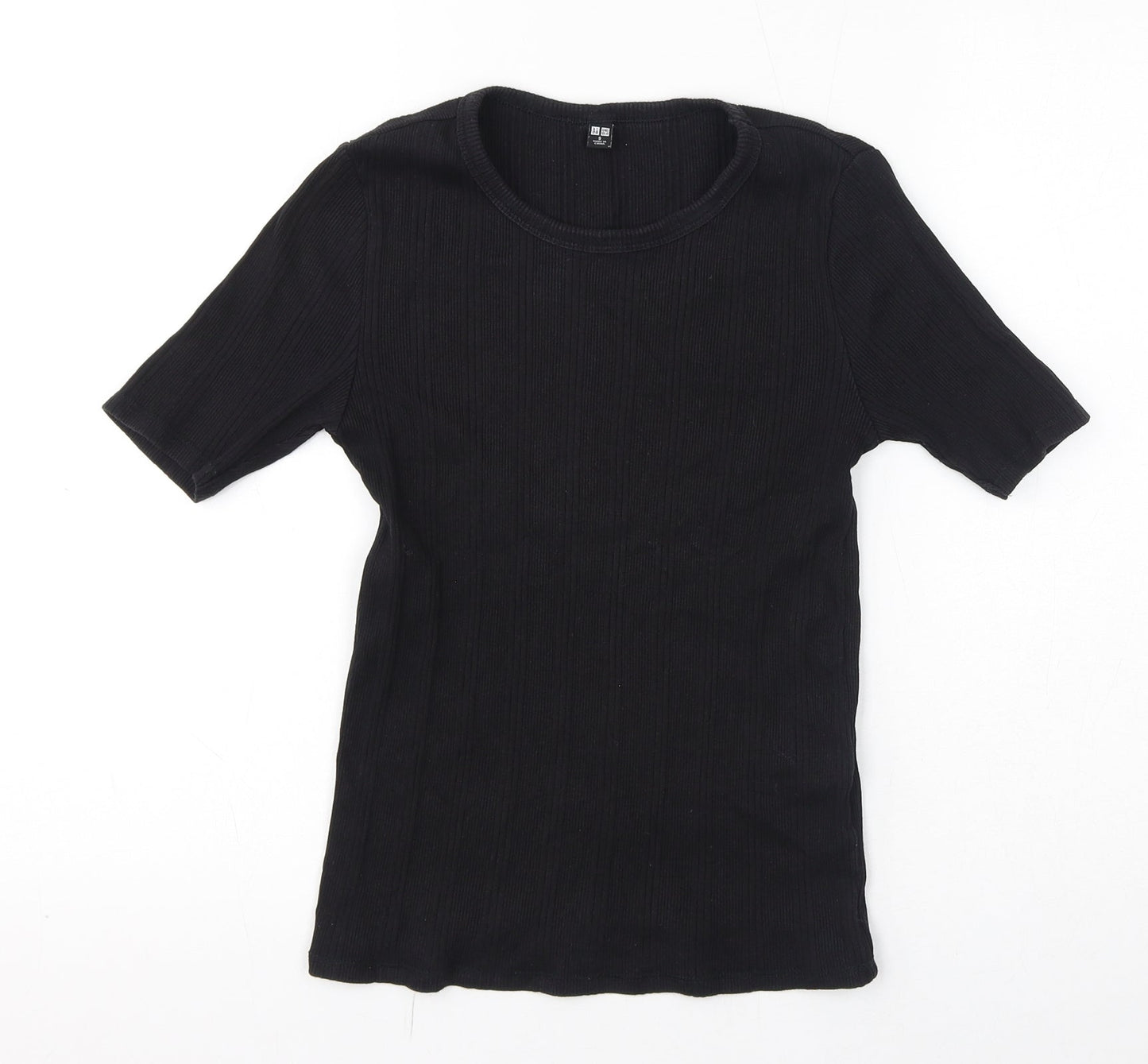 Uniqlo Womens Black Cotton Jersey T-Shirt Size S Round Neck
