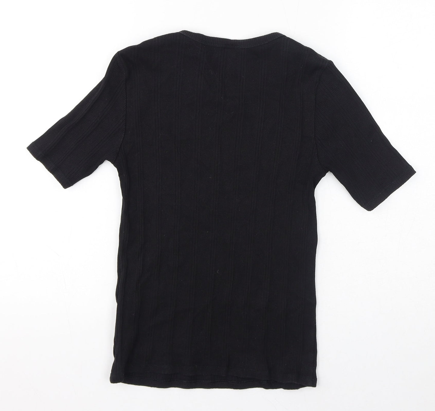 Uniqlo Womens Black Cotton Jersey T-Shirt Size S Round Neck