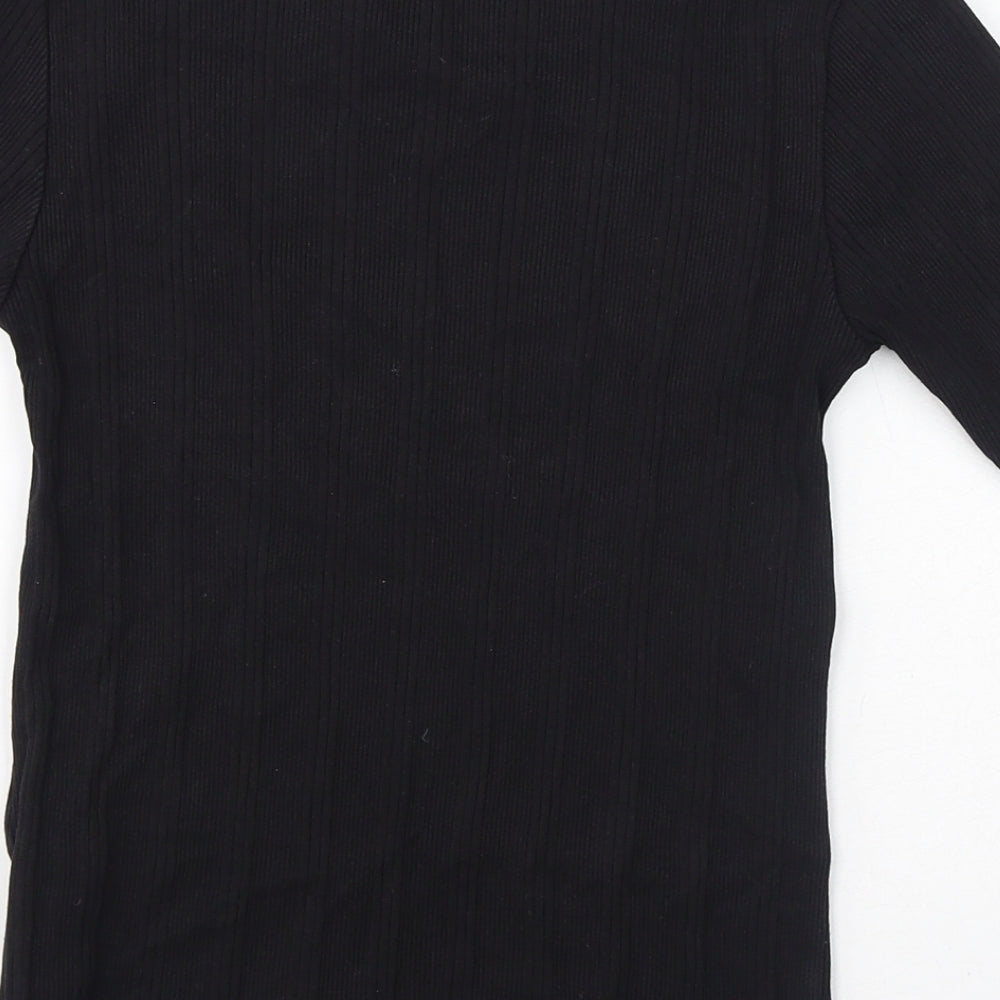 Uniqlo Womens Black Cotton Jersey T-Shirt Size S Round Neck