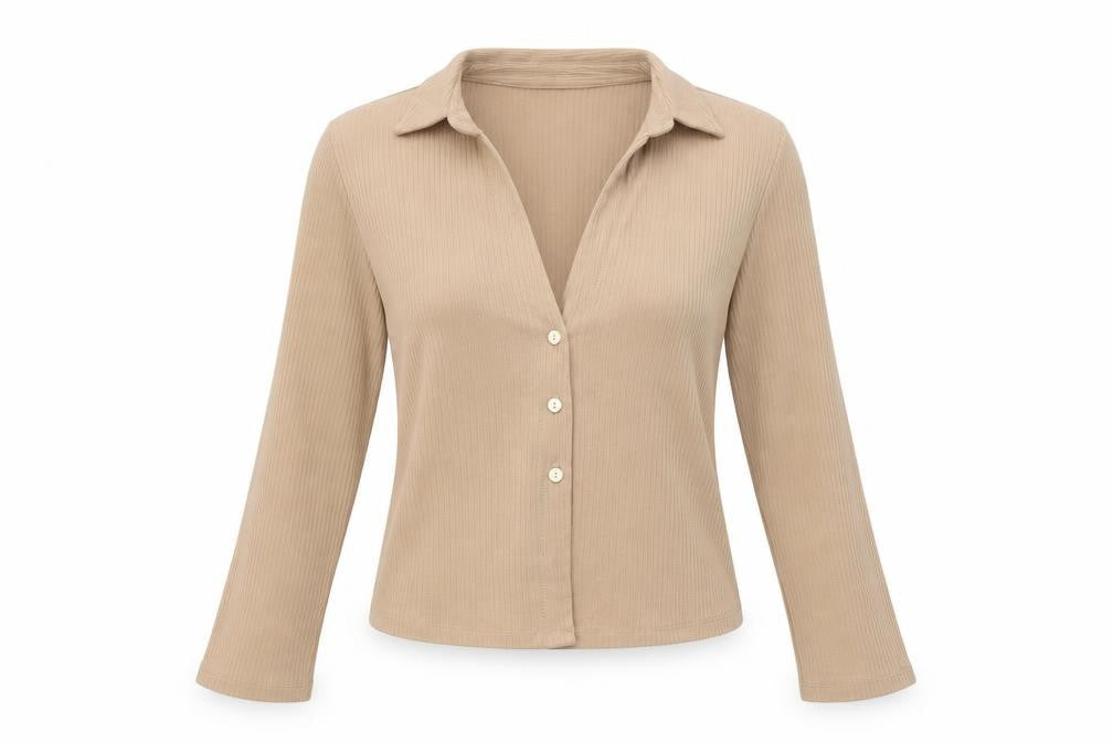 Bershka Womens Brown V-Neck Acrylic Cardigan Jumper Size S