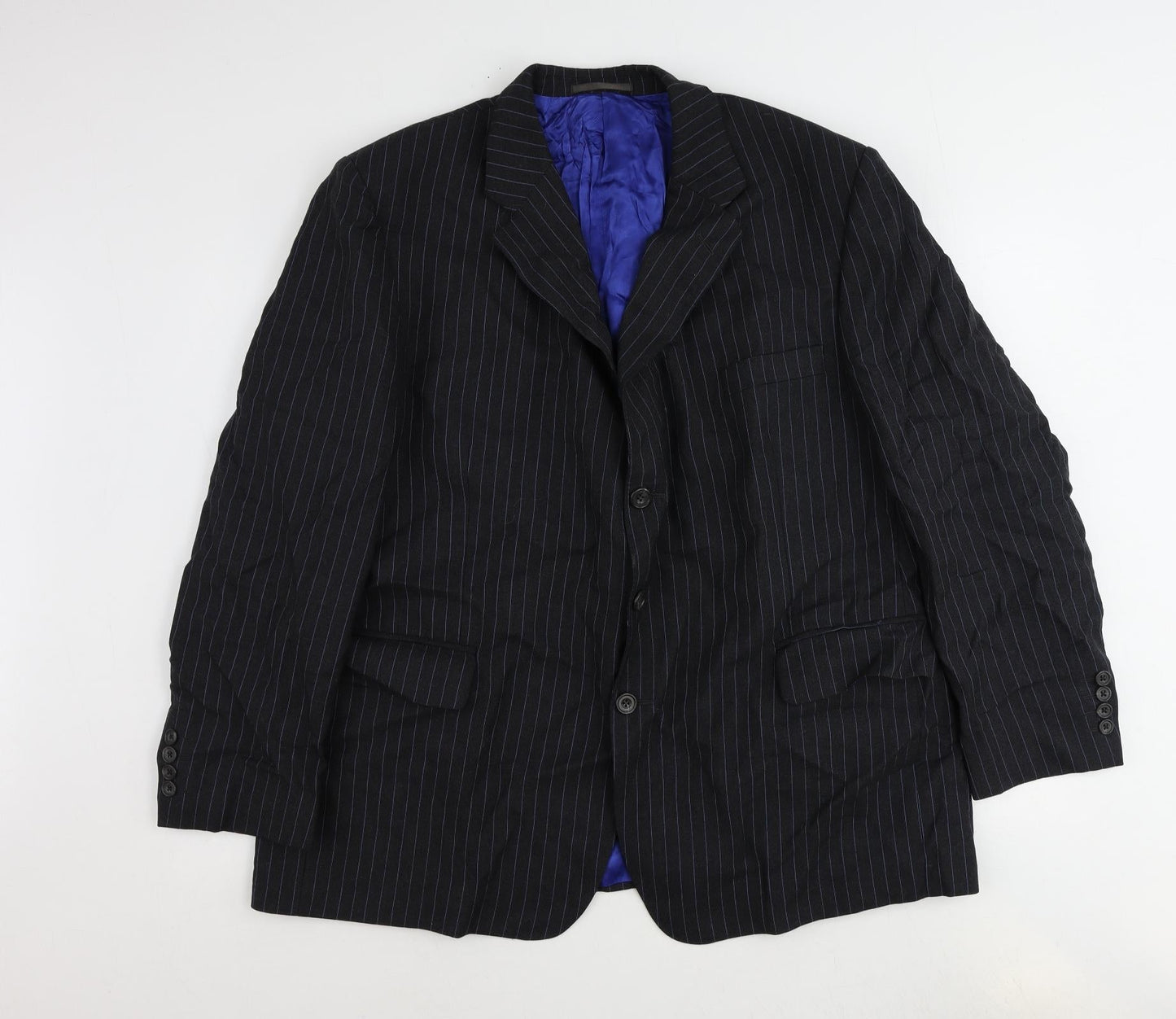 Livingston Mens Grey Striped Wool Jacket Suit Jacket Size 48 Regular