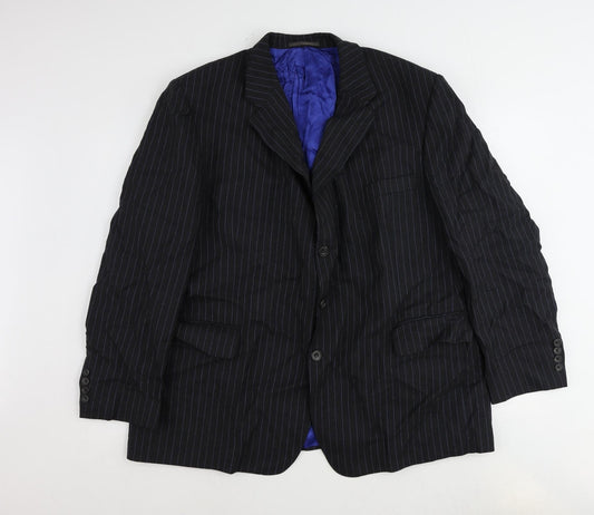 Livingston Mens Grey Striped Wool Jacket Suit Jacket Size 48 Regular
