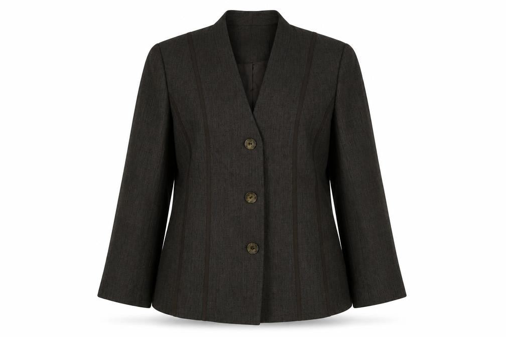 ELVI Womens Brown Jacket Blazer Size 16 Button