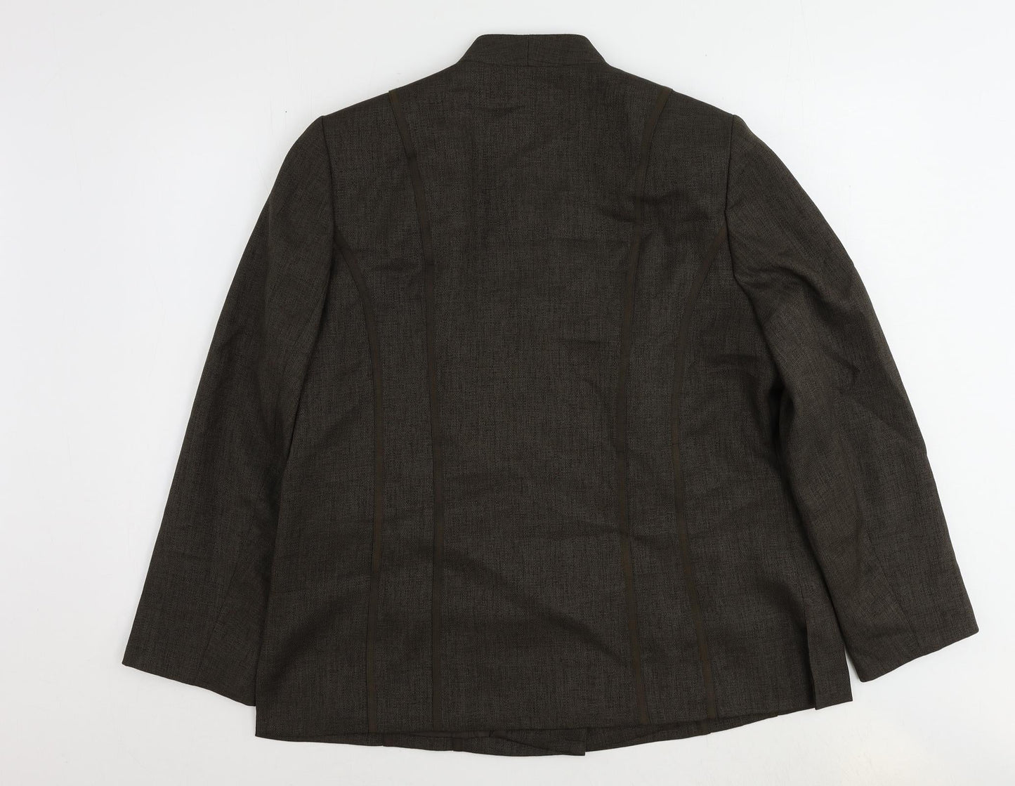 ELVI Womens Brown Jacket Blazer Size 16 Button