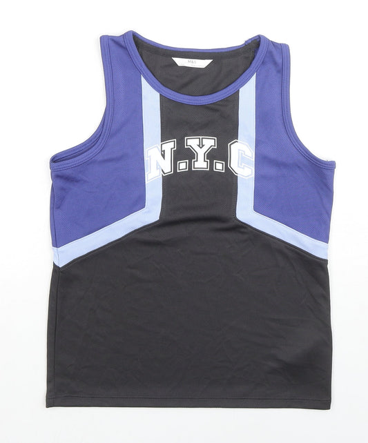 Marks and Spencer Boys Multicoloured Colourblock Polyester Basic Tank Size 7-8 Years Round Neck Pullover - N.Y.C