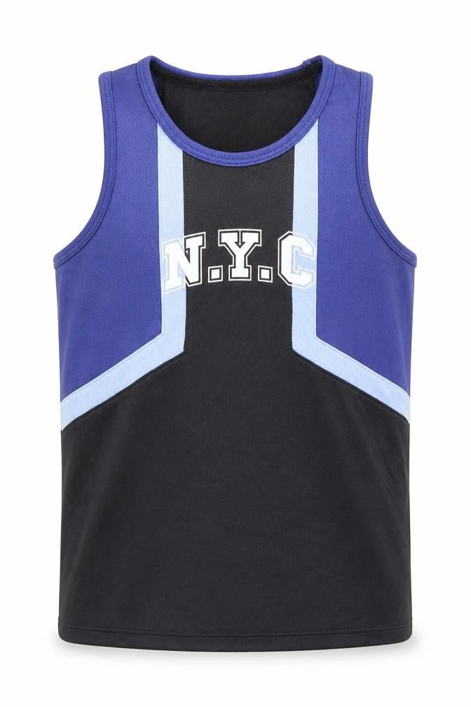 Marks and Spencer Boys Multicoloured Colourblock Polyester Basic Tank Size 7-8 Years Round Neck Pullover - N.Y.C