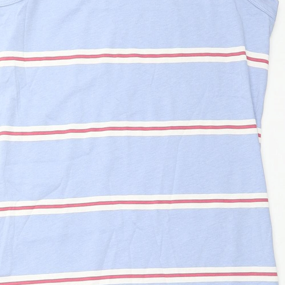 Marks and Spencer Womens Blue Striped Cotton Tank Dress Size M Round Neck Pullover