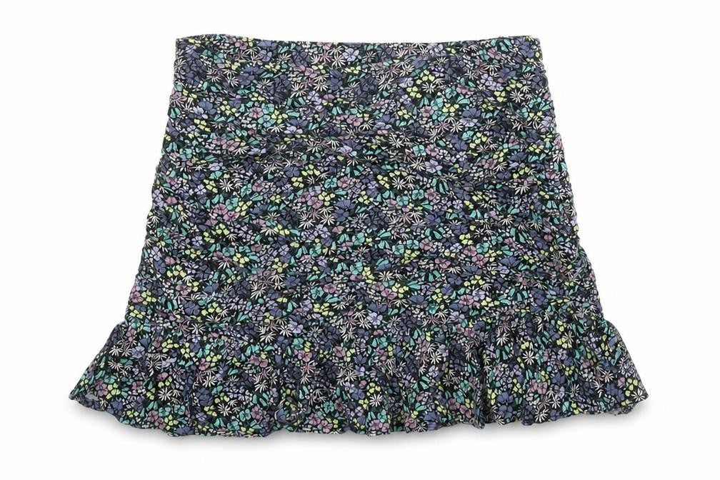 Marks and Spencer Girls Multicoloured Floral Viscose Pleated Skirt Size 12-13 Years Regular Zip