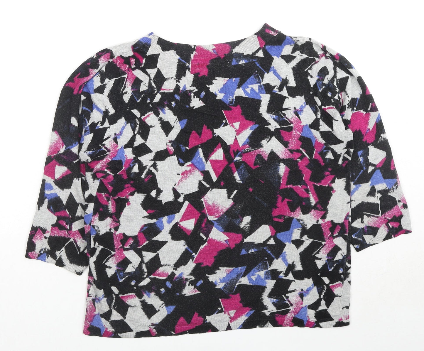 Marks and Spencer Womens Multicoloured Round Neck Geometric Viscose Pullover Jumper Size 14