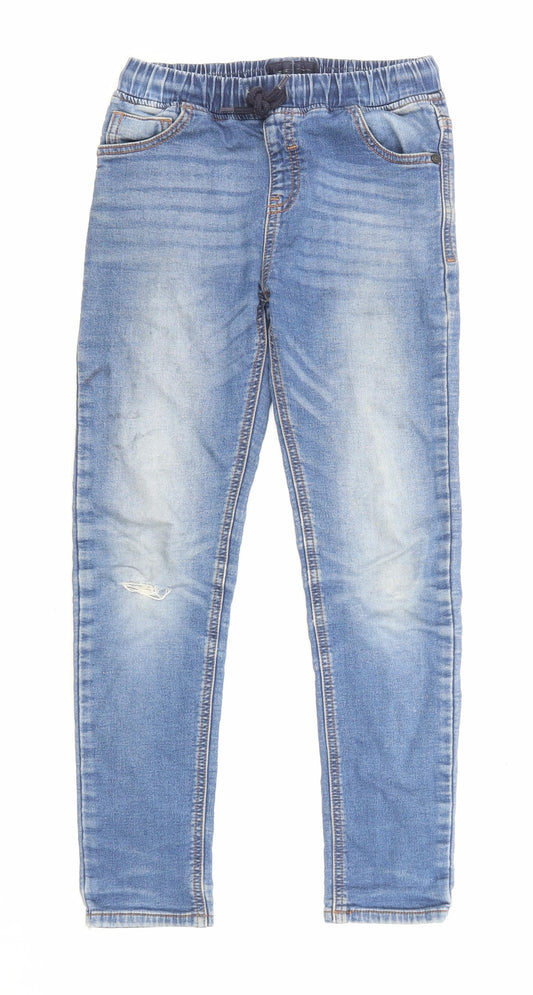 NEXT Boys Blue Copper Straight Jeans Size 9 Months L23 in Regular Drawstring