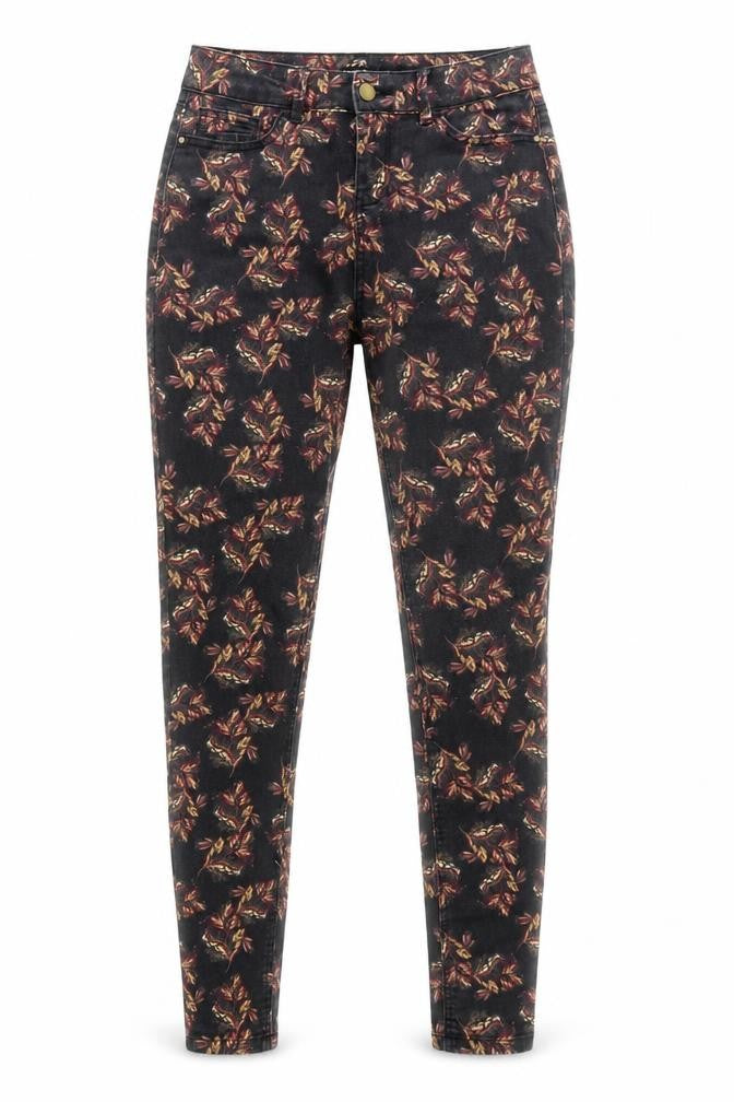 TU Womens Black Floral Cotton Skinny Jeans Size 8 L26 in Regular Zip - Pockets