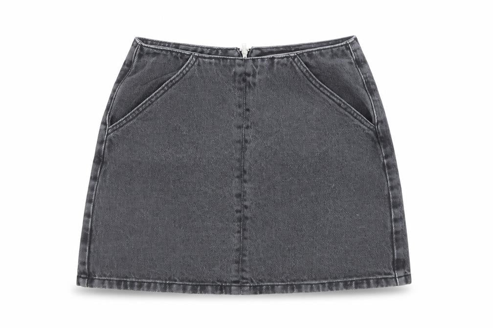 Topshop Womens Black Cotton A-Line Skirt Size 8 Zip - Pockets