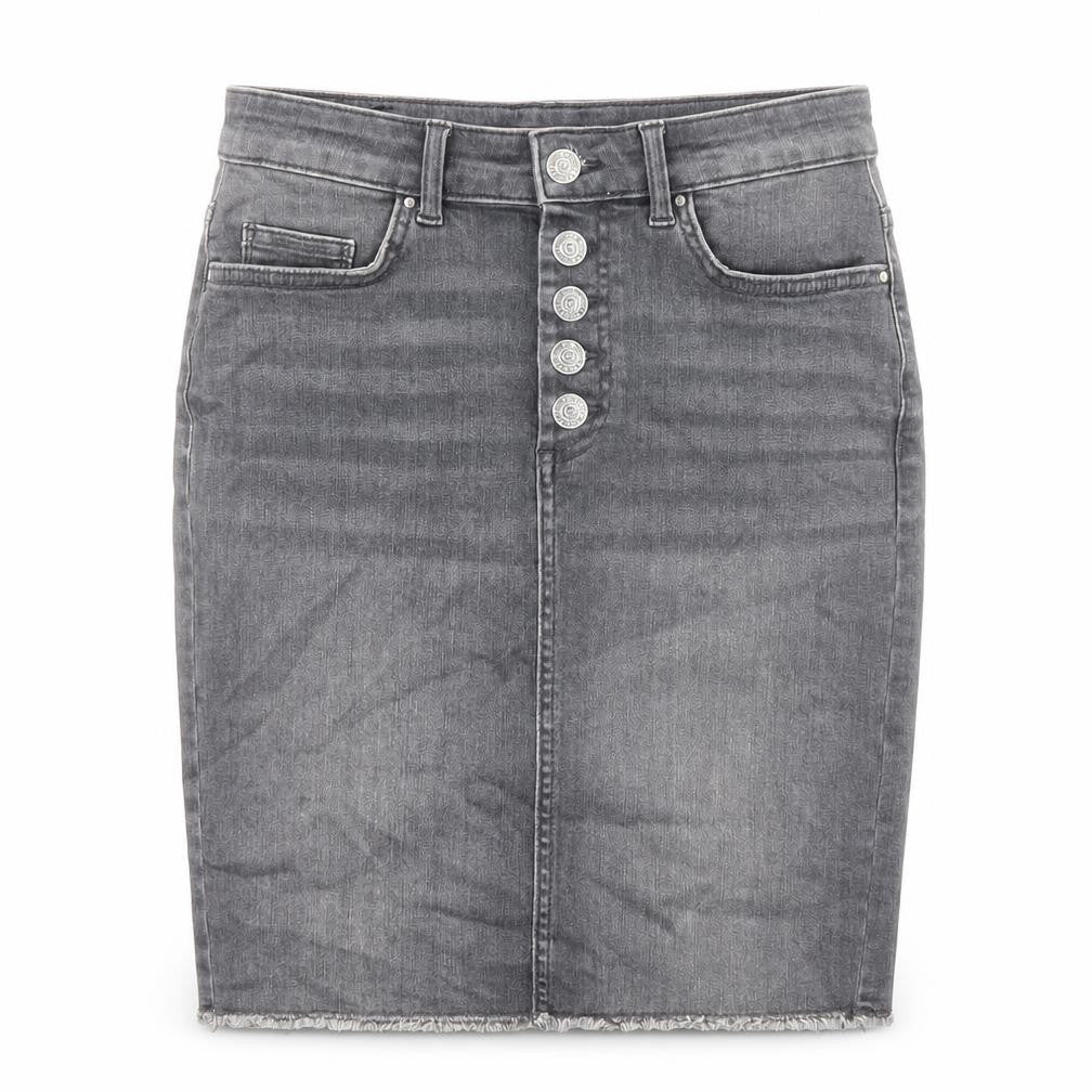 Front view of Only women’s grey cotton bandage skirt, size S, zip - pockets