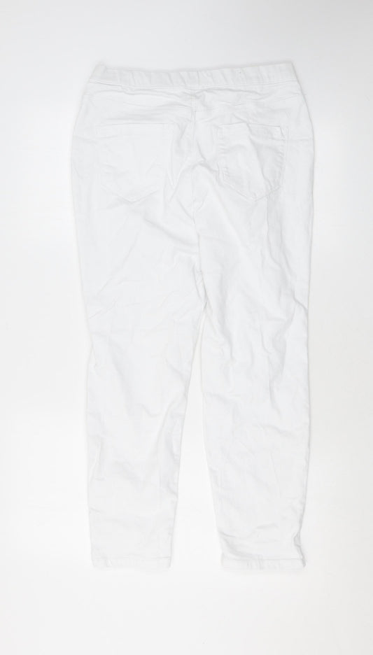 Erin Womens White Cotton Skinny Jeans Size 14 L23 in Regular