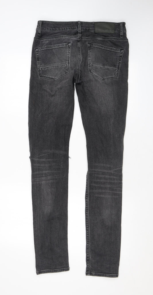 River Island Mens Grey Cotton Skinny Jeans Size 28 in L34 in Regular Zip