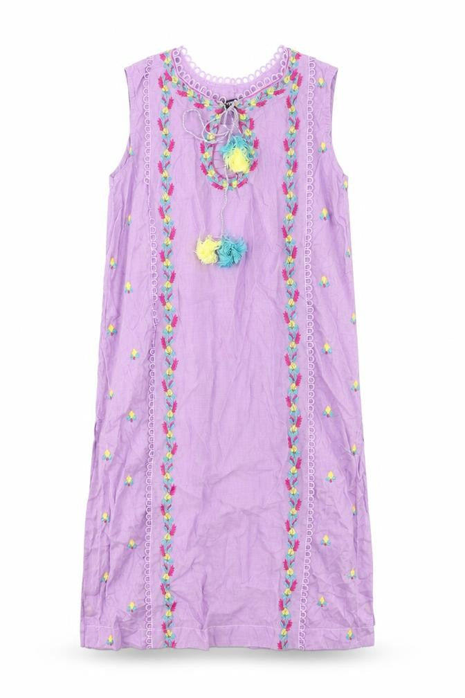 Sapphire Girls Purple Floral Cotton Shift Size 8-9 Years Round Neck Pullover