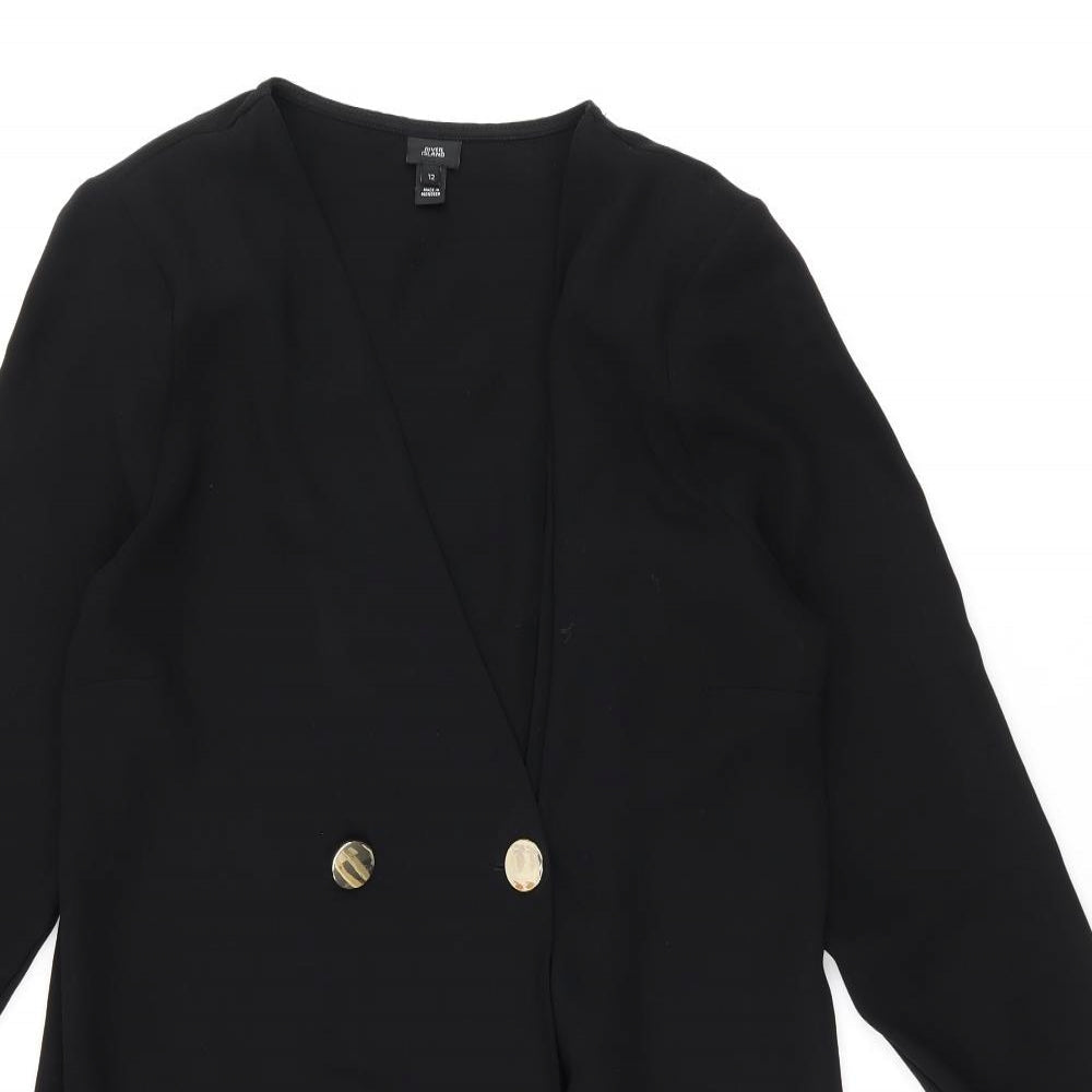 River Island Womens Black Jacket Size 12 Button