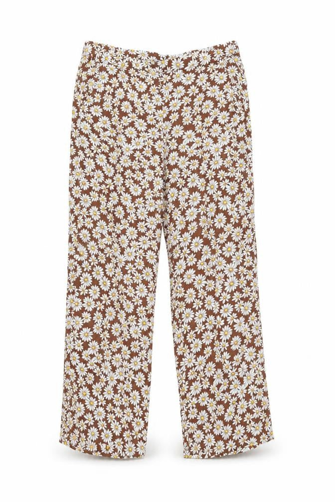 H&M Womens Brown Floral Viscose Trousers Size M L24 in Regular - Daisy