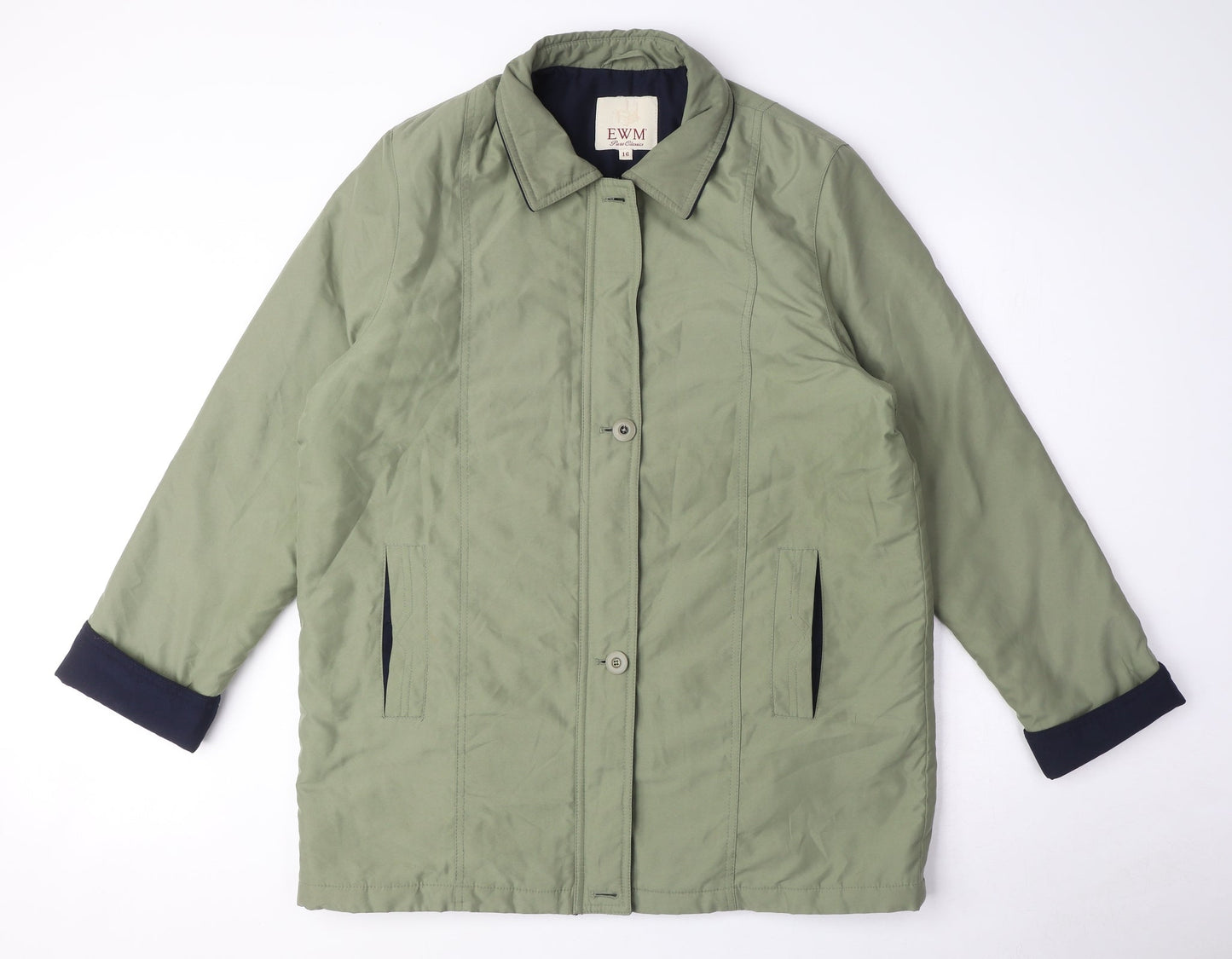 EWM Womens Green Parka Coat Size 16 Zip