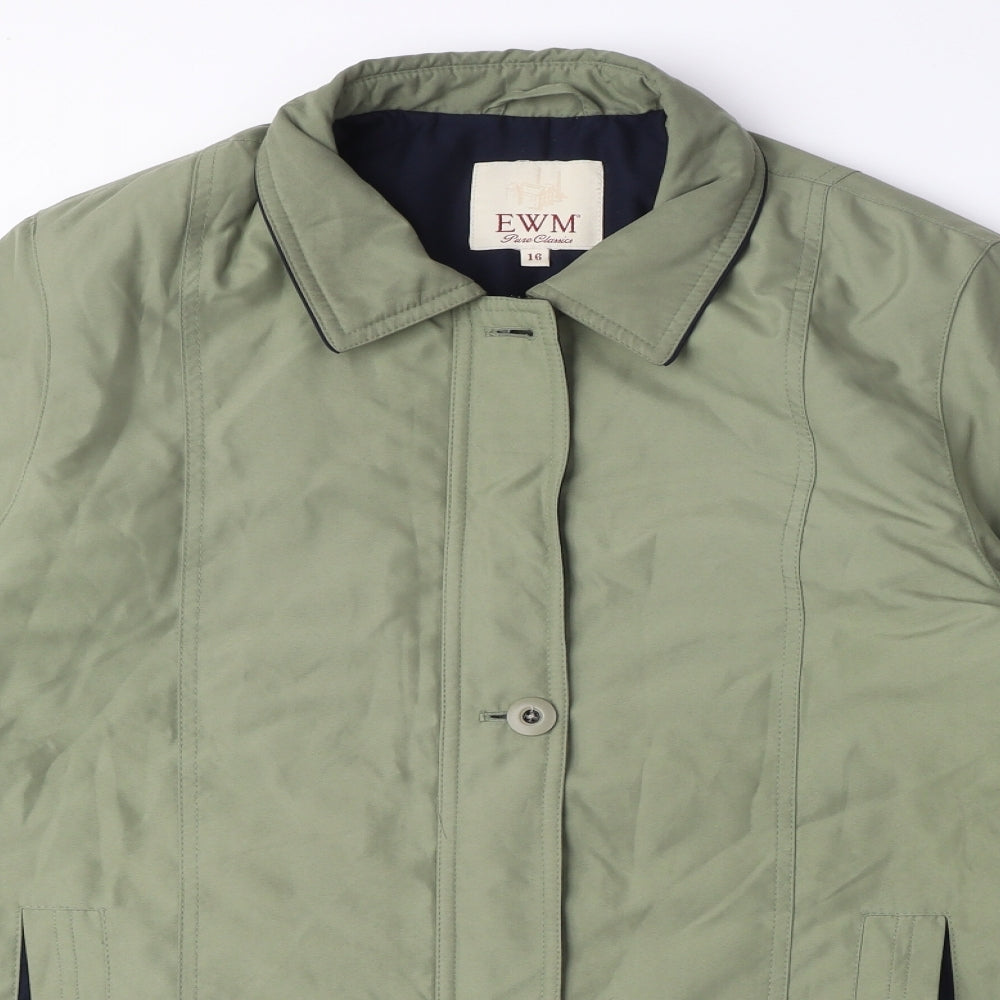 EWM Womens Green Parka Coat Size 16 Zip