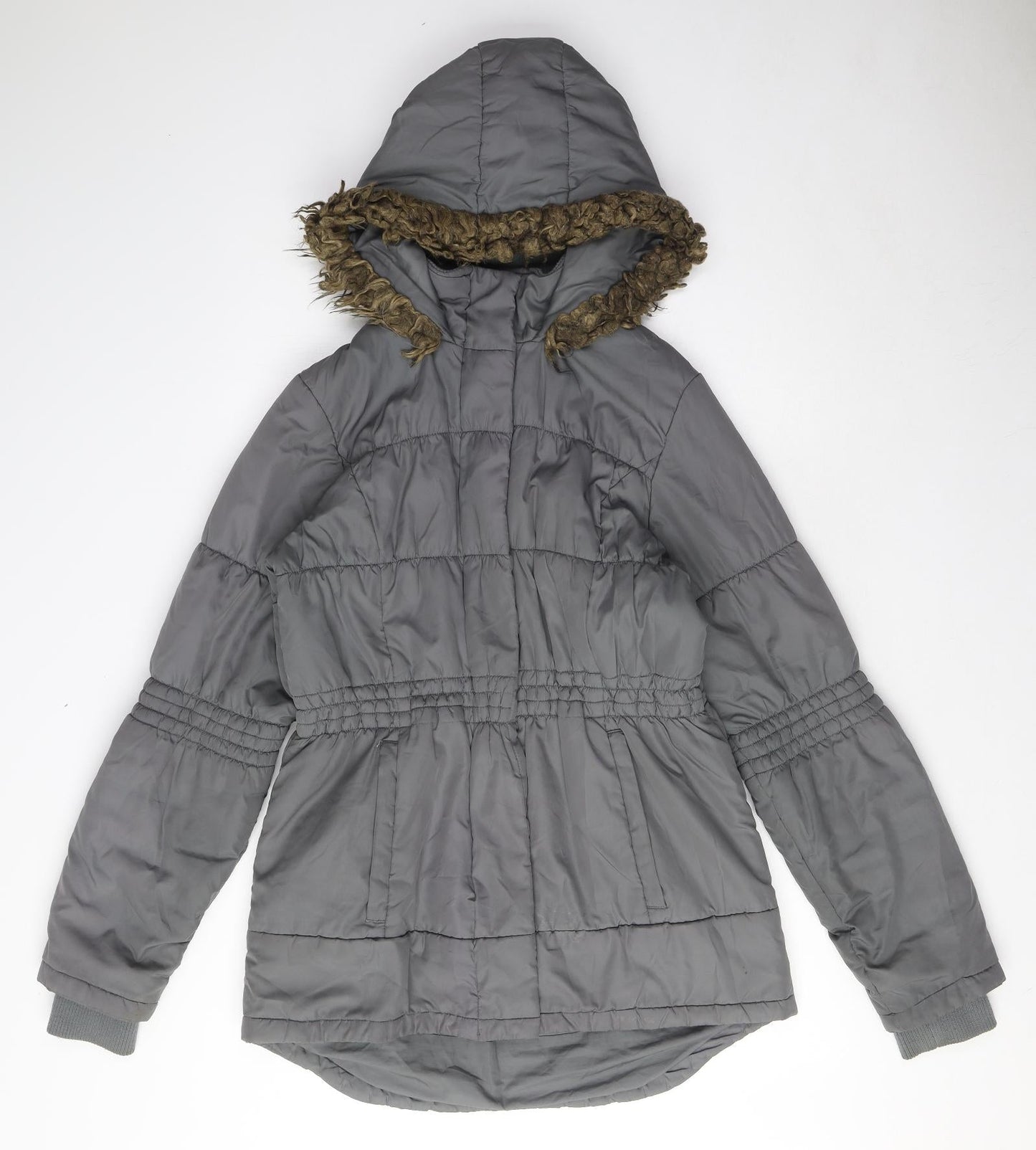 NEXT Womens Grey Parka Coat Size 10 Zip