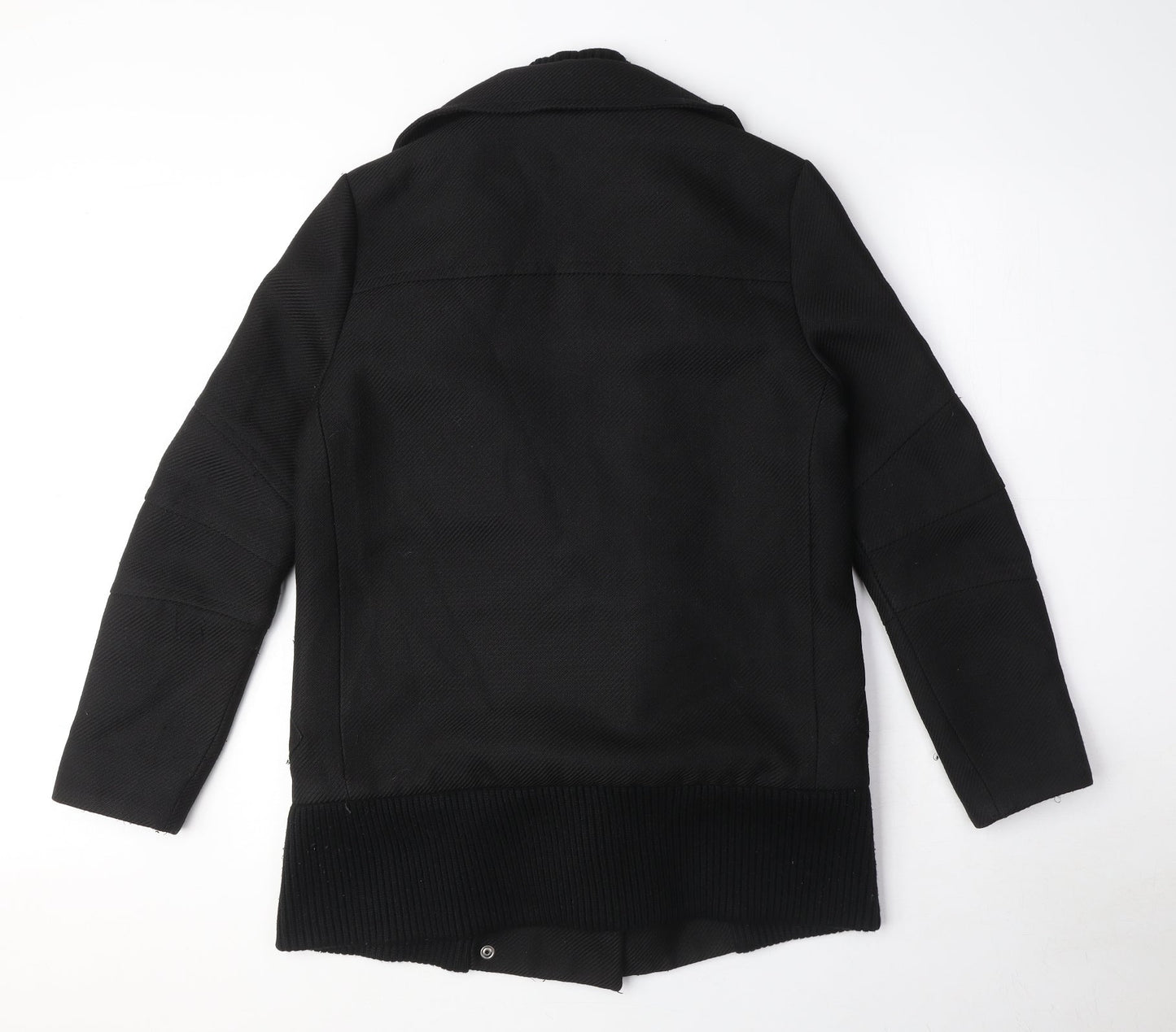 French Connection Womens Black Biker Coat Size 6 Zip