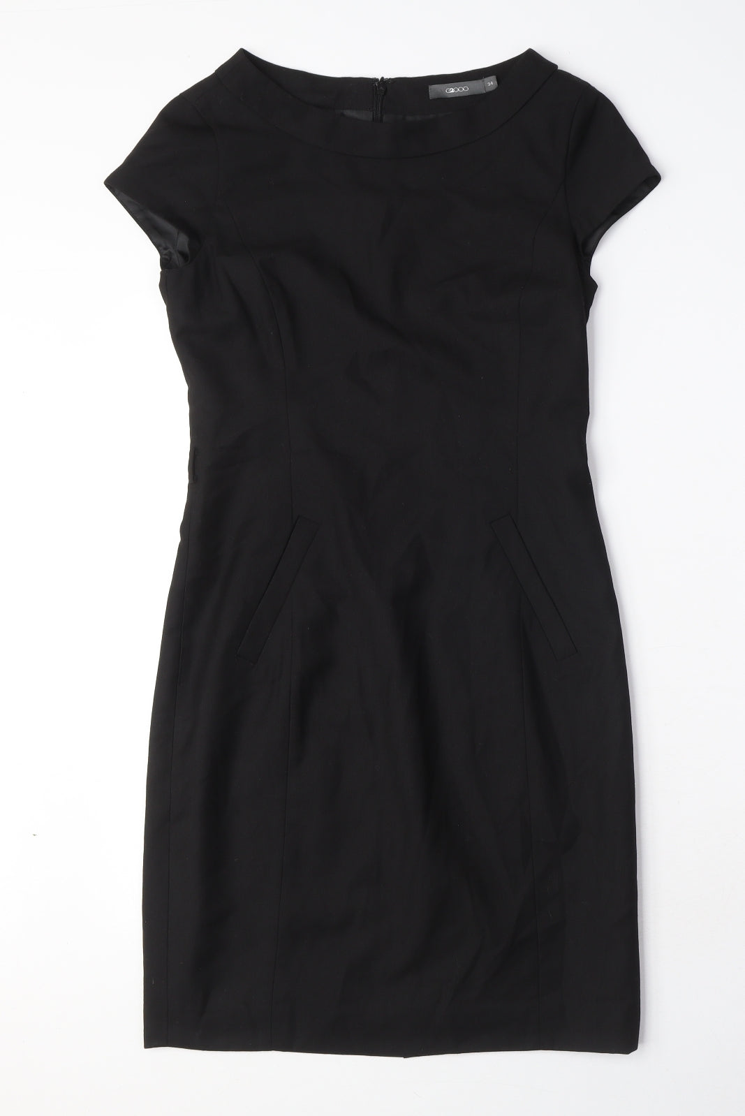 G2OOO Womens Black Polyester A-Line Size 6 Round Neck Zip