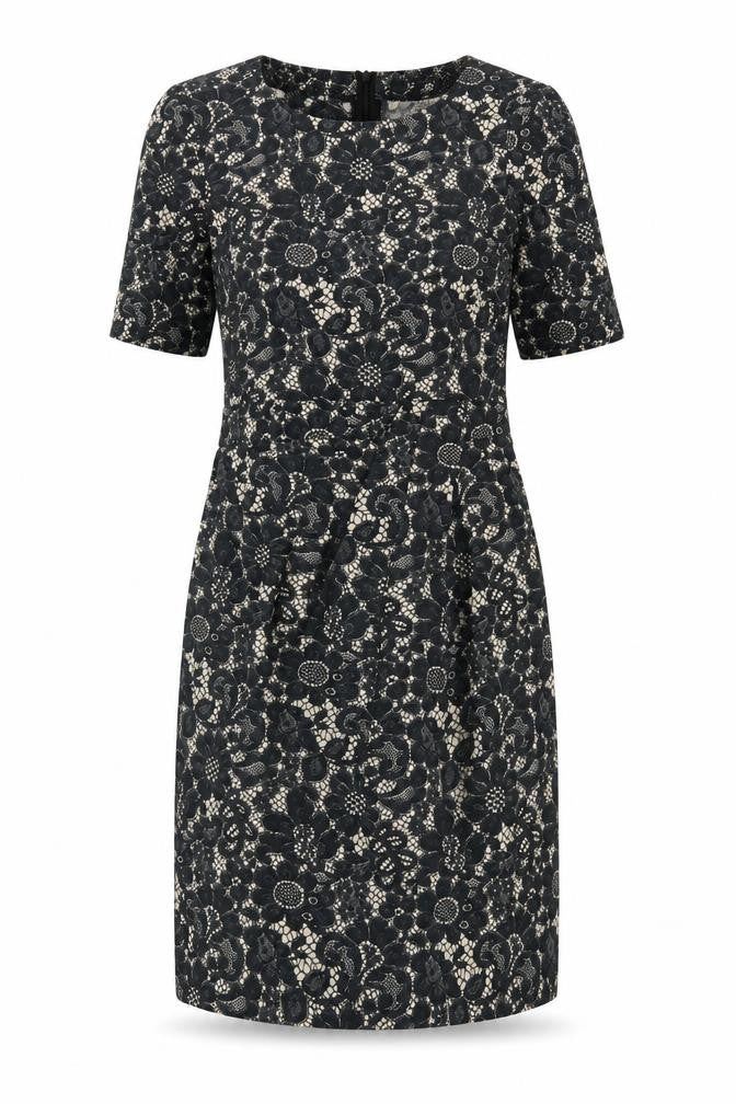 Billie & Blossom Womens Blue Floral Polyester Pencil Dress Size 8 Boat Neck Zip