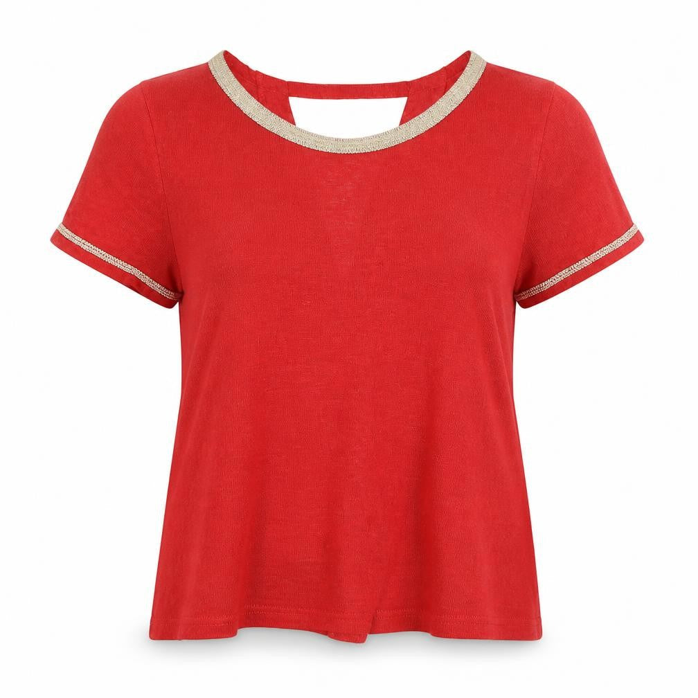Grace & Mila Womens Red Boat Neck Polyester Pullover Jumper Size S - Contrasting Trim