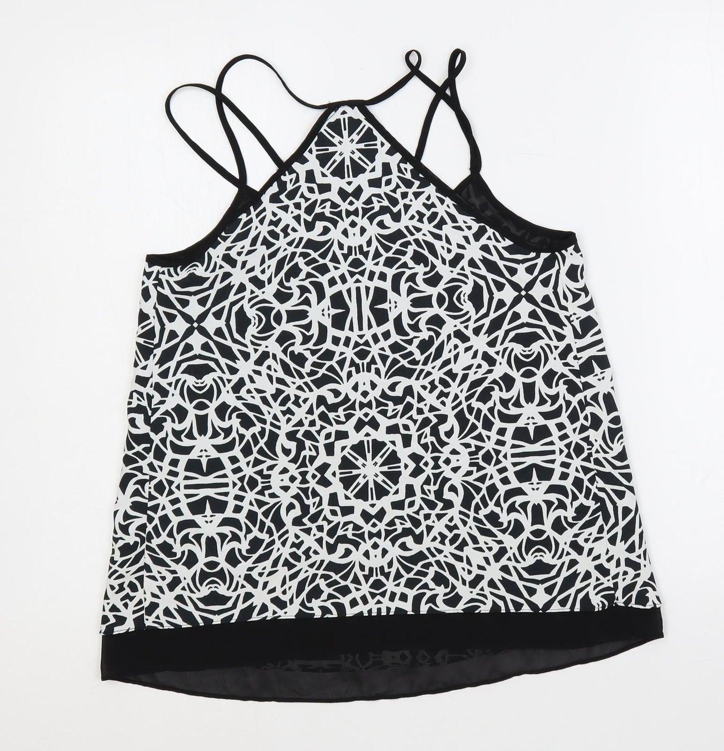 River Island Womens Black Geometric Polyester Camisole Tank Size 8 V-Neck