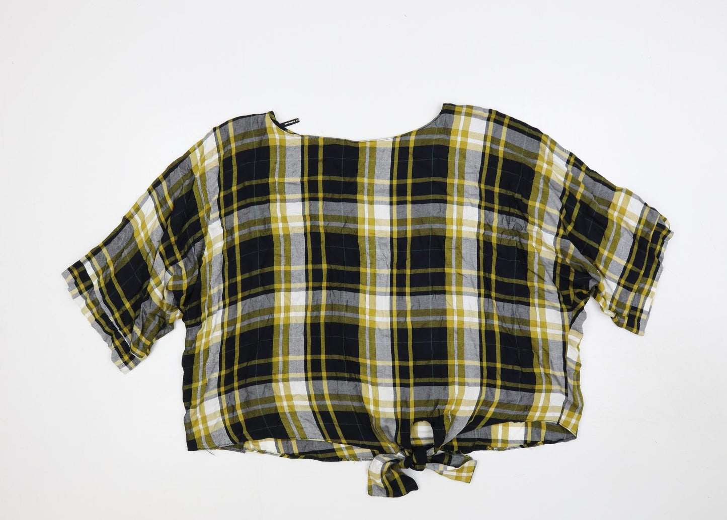 Dorothy Perkins Womens Multicoloured Plaid Viscose Basic Blouse Size 16 Boat Neck - Oversized