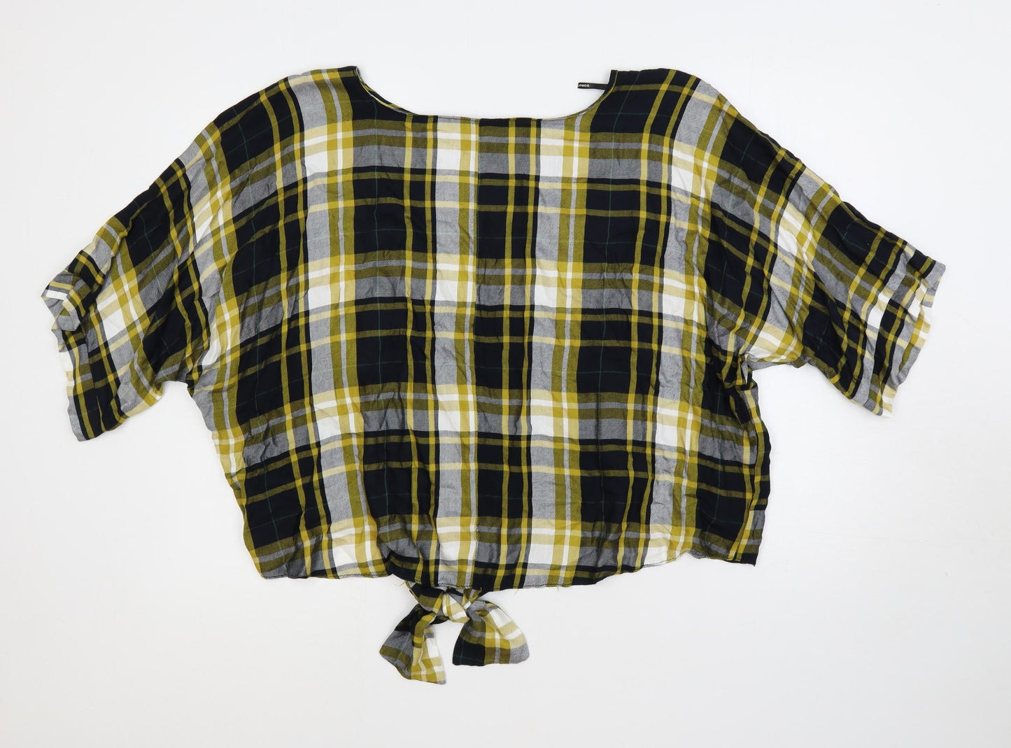 Dorothy Perkins Womens Multicoloured Plaid Viscose Basic Blouse Size 16 Boat Neck - Oversized